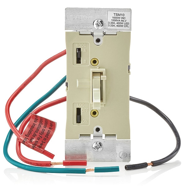 Leviton Dimmer, 1-Pole/3-Way, 120VAC, Ivory - TSM10-1LI