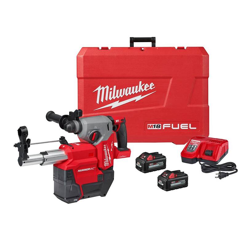 Martillo rotativo inalámbrico sin escobillas Milwaukee M18 FUEL ONE-KEY de 18V con extractor de polvo - Kit 2914-22DE