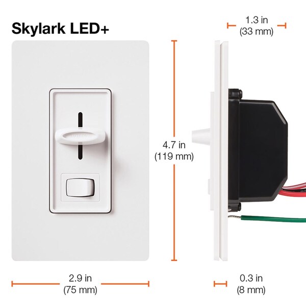 Interruptor atenuador de 3 vías Lutron Skylark blanco 150 W 1 paquete - SCL-153PH-WH