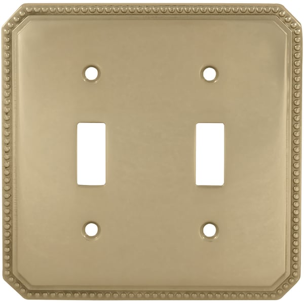 Omnia Double Beaded Switch Plate, Number of Gangs: 2 Solid Brass, Shaded Bronze, Lacquered Finish - 8004/D.SB