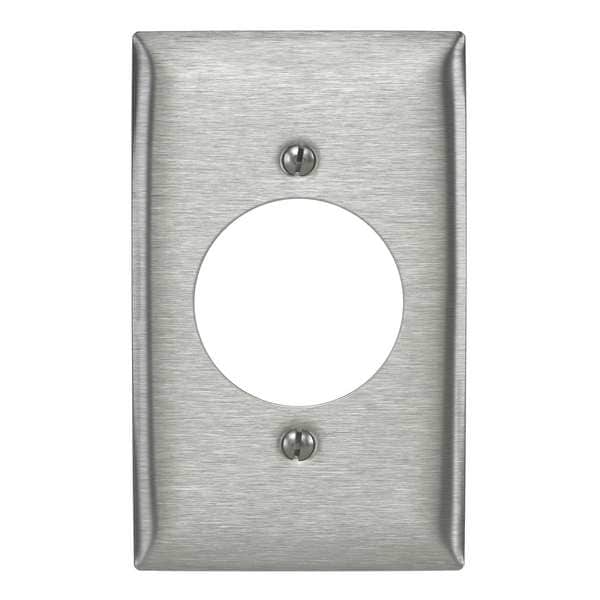 Placas de pared para receptáculo único Hubbell Wiring Device-Kellems, número de gangas: 1 Acero inoxidable, acabado cepillado, color plata - SS725