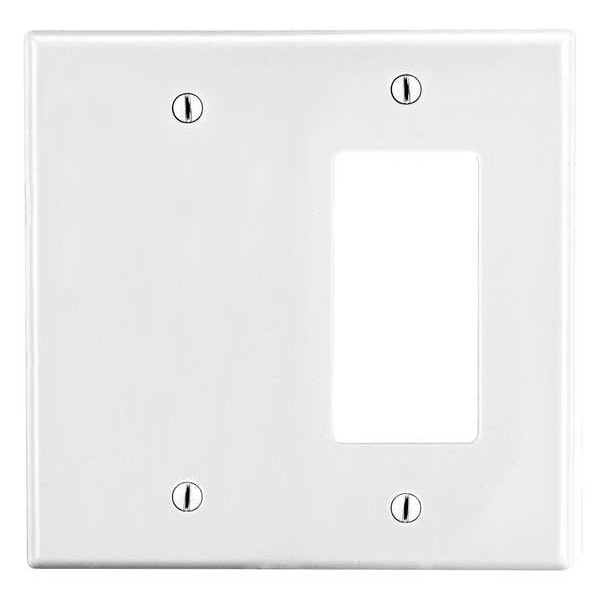 Placa de pared para interruptores / tomas, Número de módulos: 2, Plástico, Acabado satinado, Blanco - P1326W
