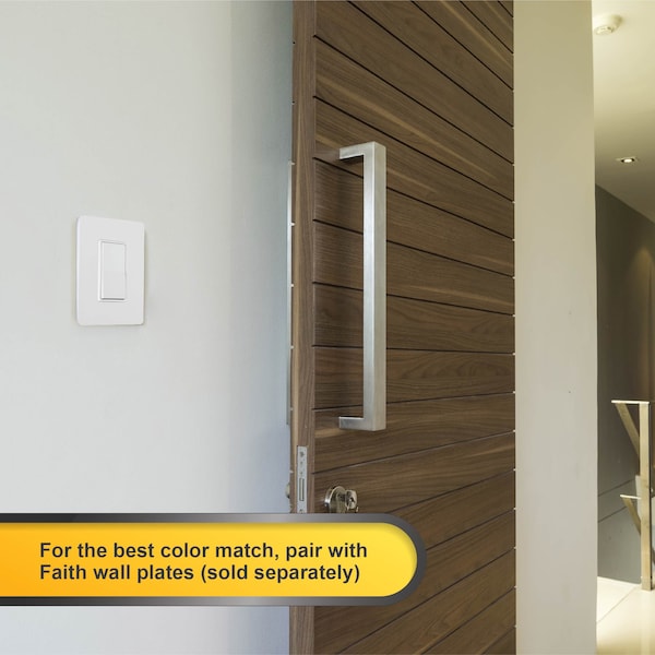 Interruptor de luz de palanca decorativa de un solo polo Faith, 15A 120/277V, blanco, paquete de 10 - SSK1-WH-10