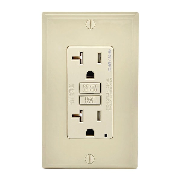 Ezgeneration 20A 125V 5-20R Decora AFCI & GFCI Dual Function Outlet Light Almond - EZ148162