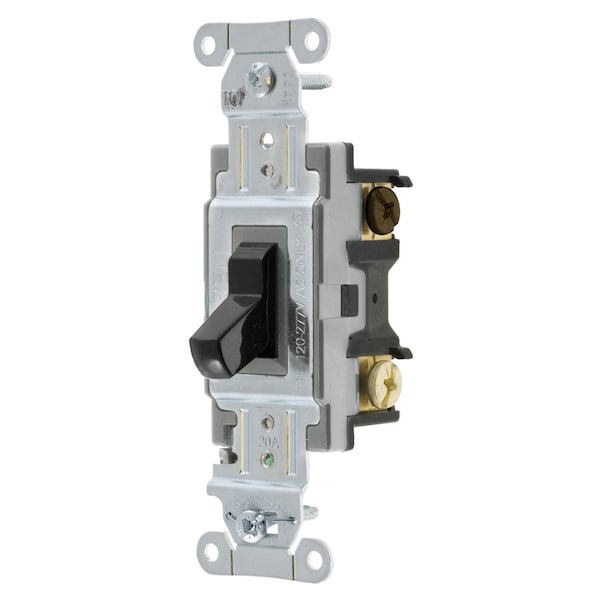 Interruptor de palanca de grado comercial de tres vías, 20A 120/277V AC, cableado posterior y lateral, negro - CSB320BK