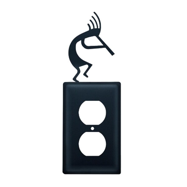 Cubierta de toma corriente Kokopelli de hierro forjado del pueblo - Negro - EO-56