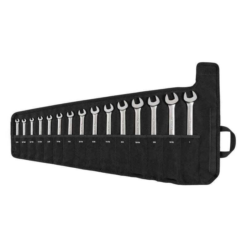 Juego de llaves de trinquete combinadas reversibles de 12 puntos TEKTON de 15 piezas (1/4-1 pulg.) con estuche - WRC94401