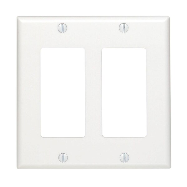 Placa mural de plástico termoestable decorativa de 2 bandas para interruptores, color blanco, paquete de 50 - EZ3309860