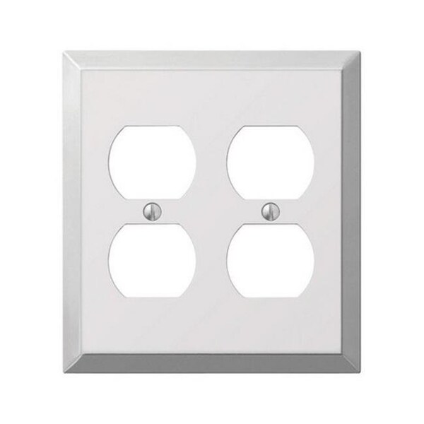 Placa de pared de acero estampado cromado pulido con 2 tomas tipo duplex Amerelle 161DD - 3501533