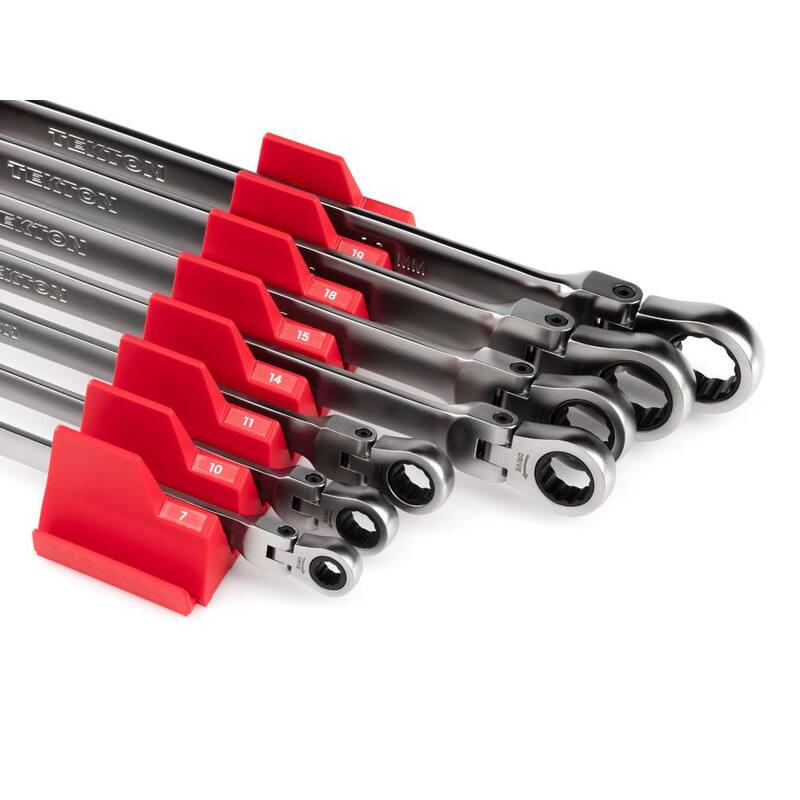 Juego de Llaves de Caja Ratcheting TEKTON de 6 mm a 19 mm con Cabezal Flexible de 12 Puntos y Organizador Modular de Ranuras (7 Piezas) - WRB96301