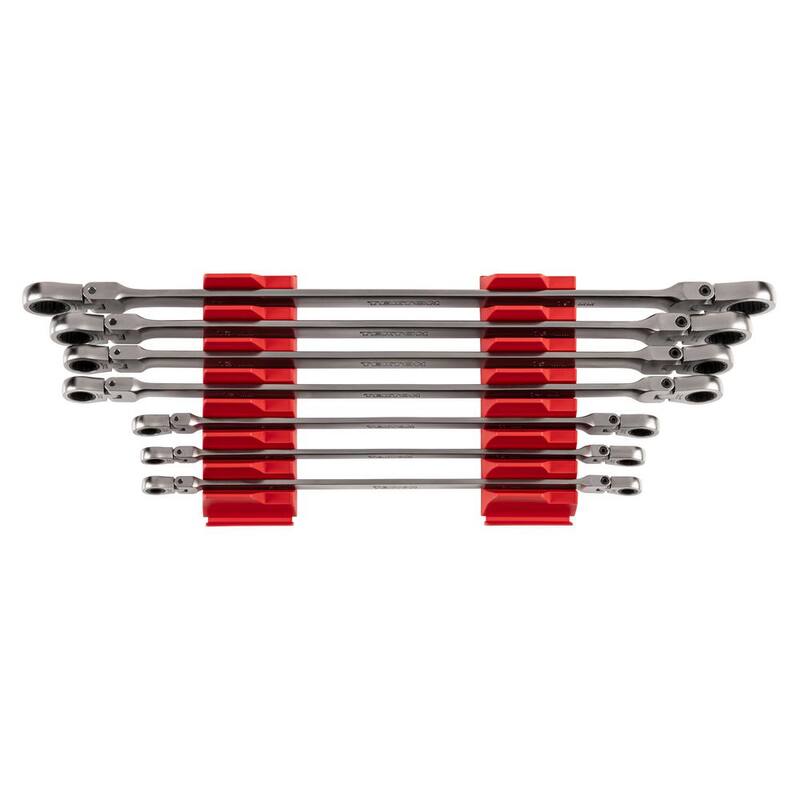 Juego de Llaves de Caja Ratcheting TEKTON de 6 mm a 19 mm con Cabezal Flexible de 12 Puntos y Organizador Modular de Ranuras (7 Piezas) - WRB96301