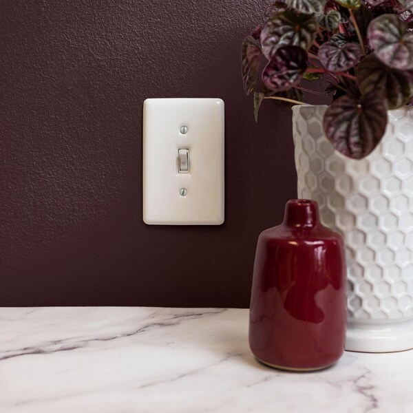 Amerelle Placa de pared cerámica blanca de 1 gang para toma doble - 3000DW