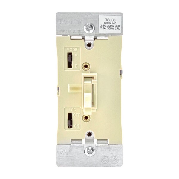 Interruptor atenuador basculante para lámparas incandescentes 2.5 amperios 600W-120VAC Ivory - GO3301217