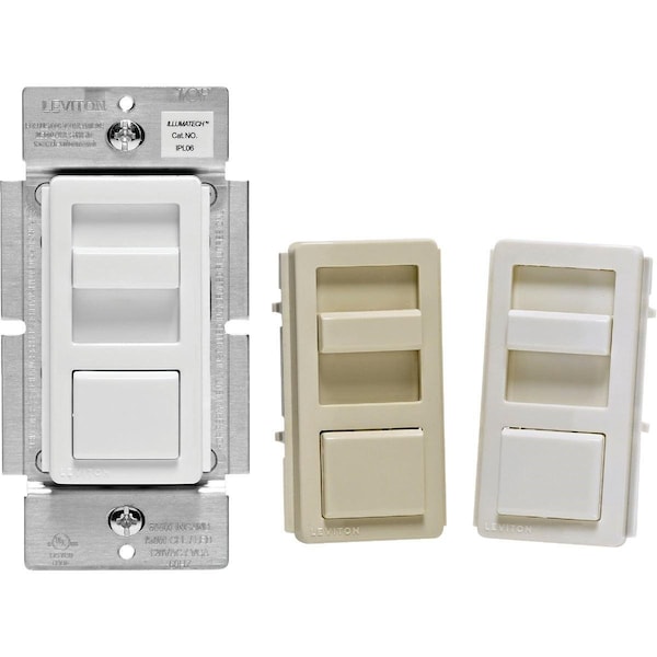 Interruptor de atenuador deslizante de kit de cambio de color blanco/marfil/albaricoque claro para CFL/LED Decora de Leviton - R60-IPL06-10M