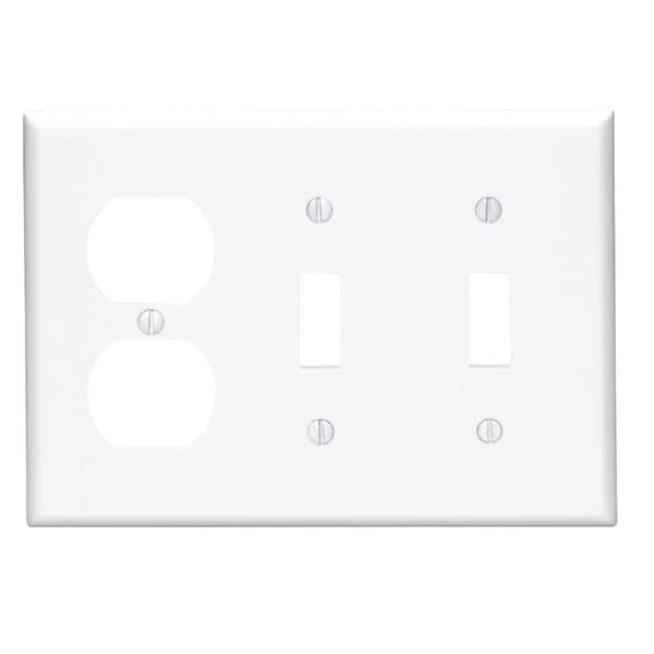 Placa de pared Leviton de 3 calentadores de plástico para interruptor/duplex de salida, blanco - 001-88021