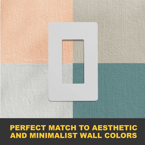 Placas de pared sin tornillos de diseñador de una sola ganga Faith, 4.68in x 2.93in, compatible con GFCI, toma USB, reguladores, blanco - SWP1-WH-01