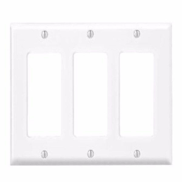 Placa de pared decorativa de plástico termoestable de 3 gang, recubierta de polvo antimicrobiano blanco Leviton, 1 paquete - 80411-2AW