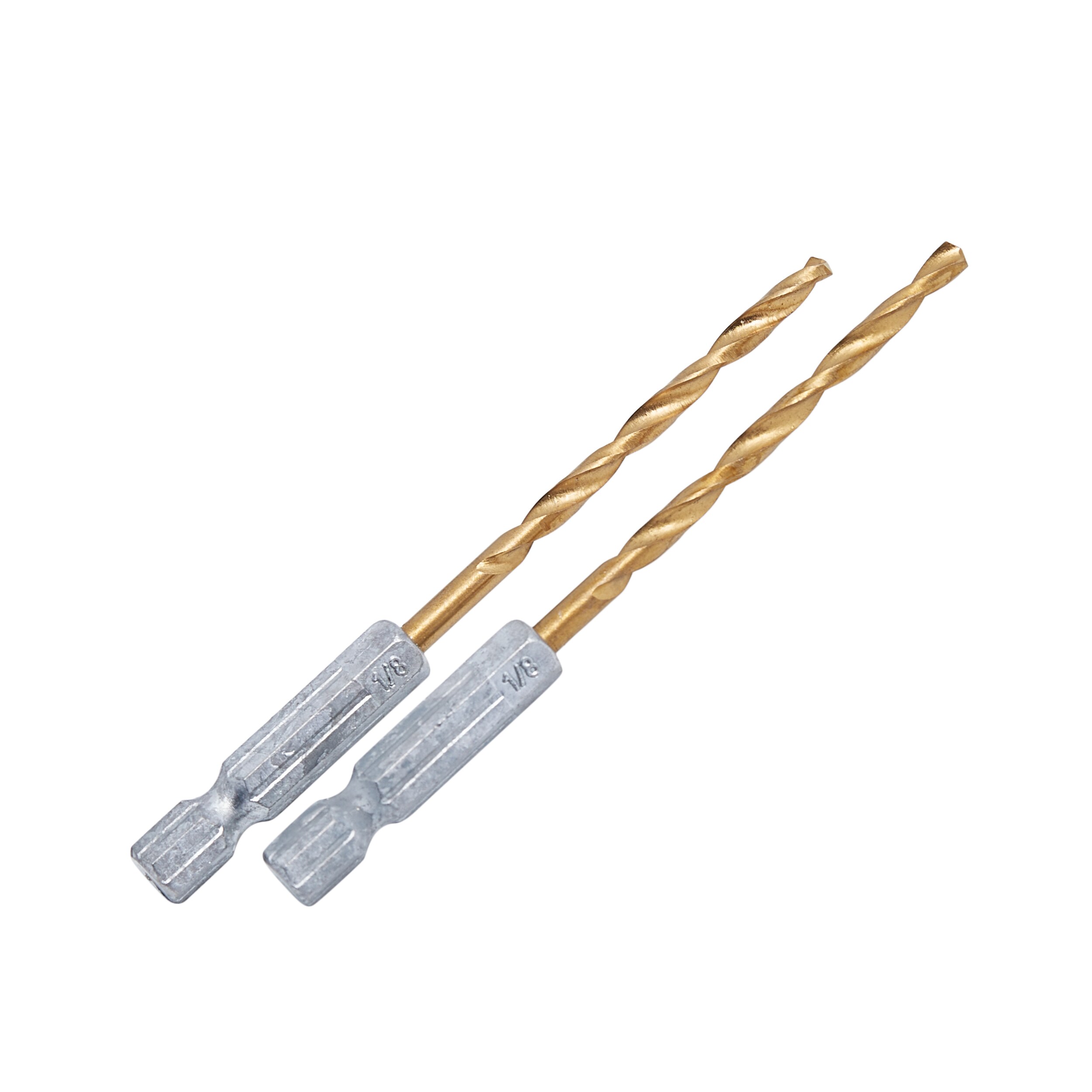 Kobalt Juego de 2 piezas de brocas helicoidales de longitud estándar con revestimiento de titanio de 1/8 pulg. x 2-1/2 pulg. - 80854