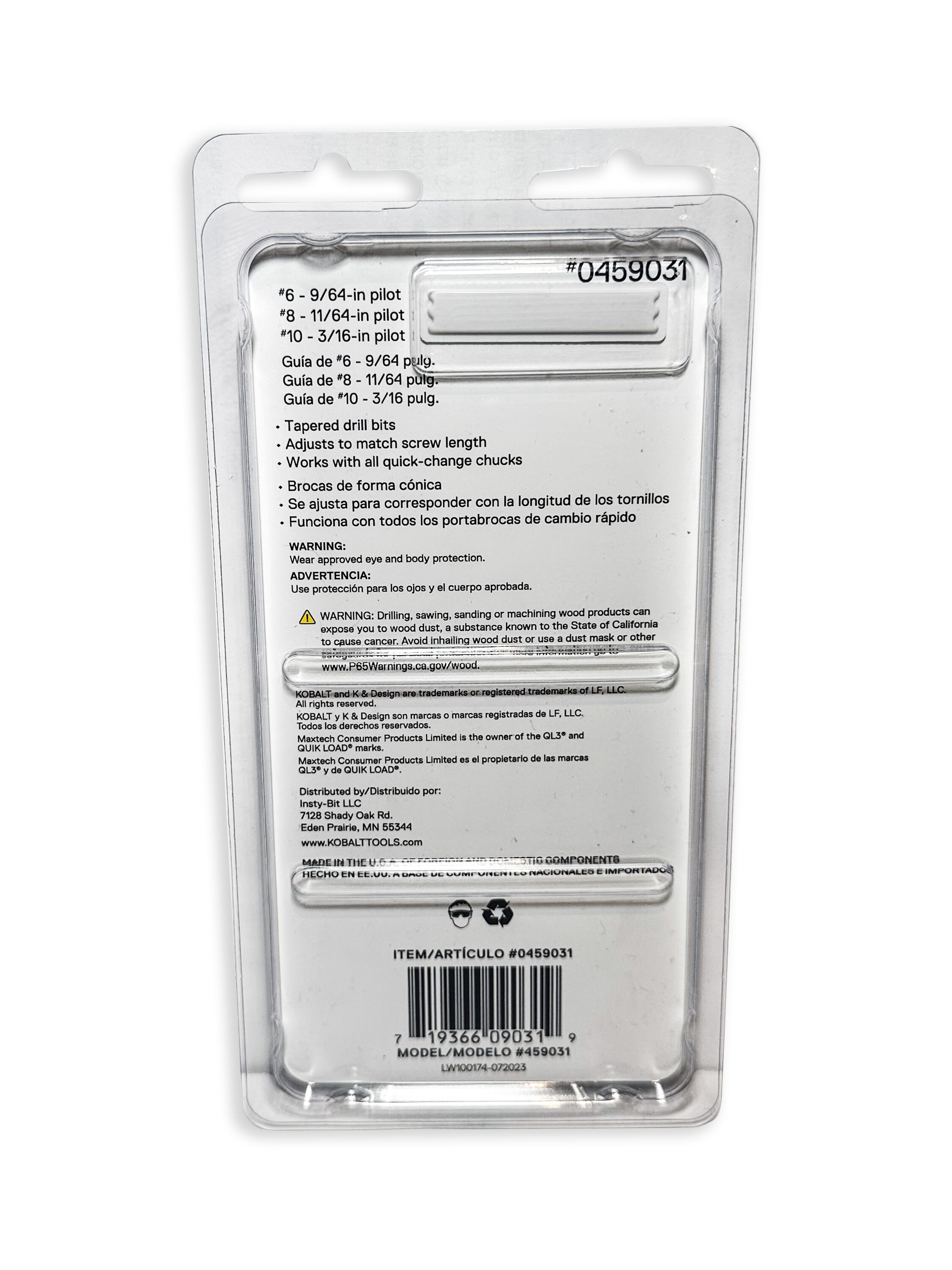 Set de brocas de acero de alta velocidad Kobalt Kobalt de 3 piezas para zurdos/varios x avellanador de broca de torsión de acero de alta velocidad - 09031