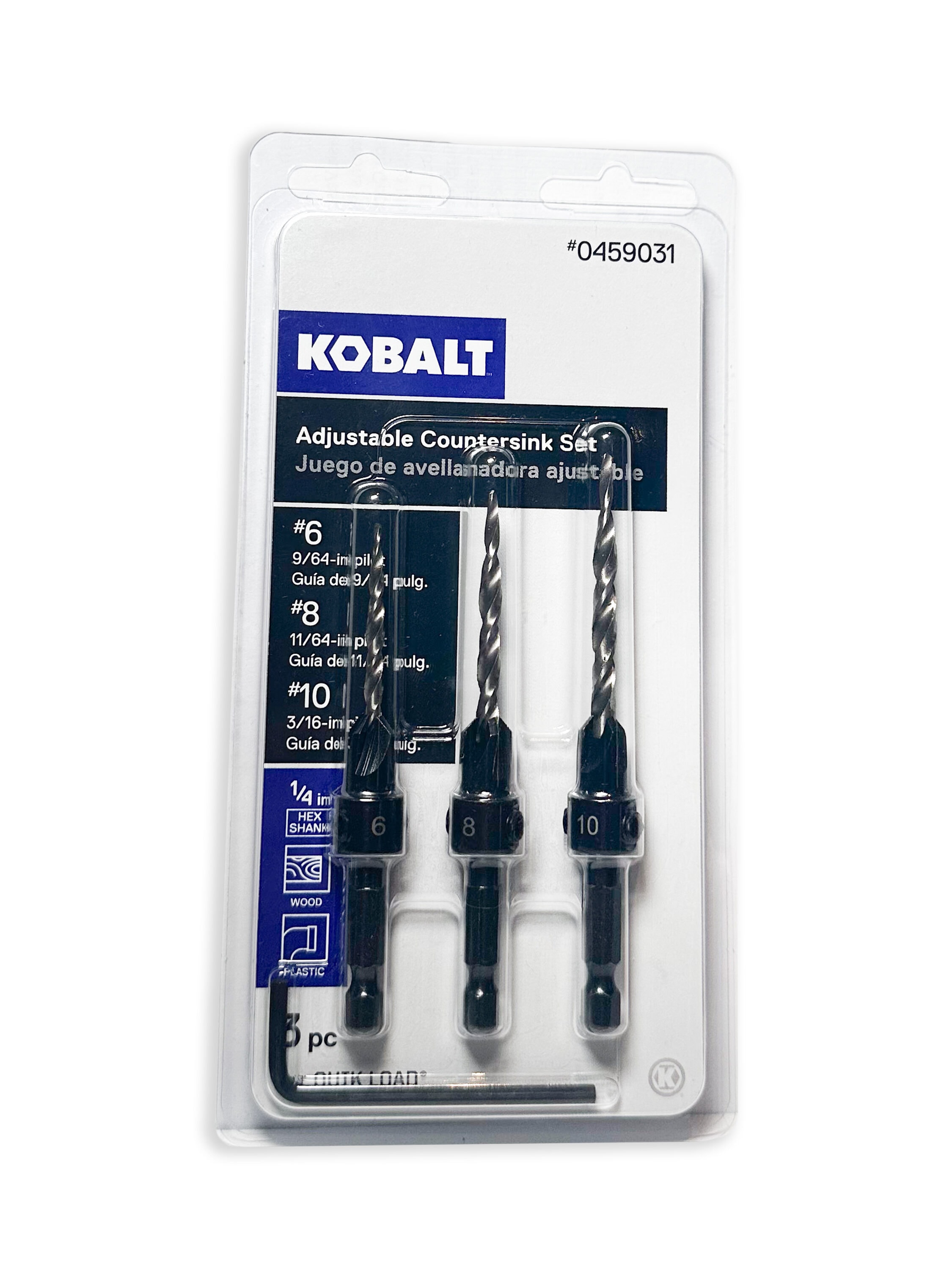 Set de brocas de acero de alta velocidad Kobalt Kobalt de 3 piezas para zurdos/varios x avellanador de broca de torsión de acero de alta velocidad - 09031