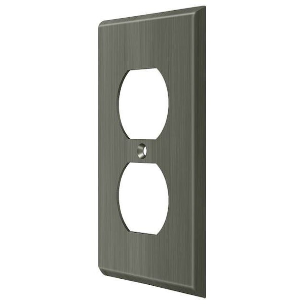 Placa doble de interruptor de salida Deltana, Número de bandas: 1 Latón macizo, Acabado níquel antiguo - SWP4752U15A