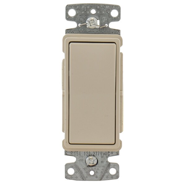 Hubbell Wiring Device-Kellems TradeSelect, interruptores y controles de iluminación, interruptor decorativo, grado residencial, interruptor basculante de propósito general AC, de tres vías, 15A 120/277V AC, con conexión posterior y lateral, luz - RSD315LA