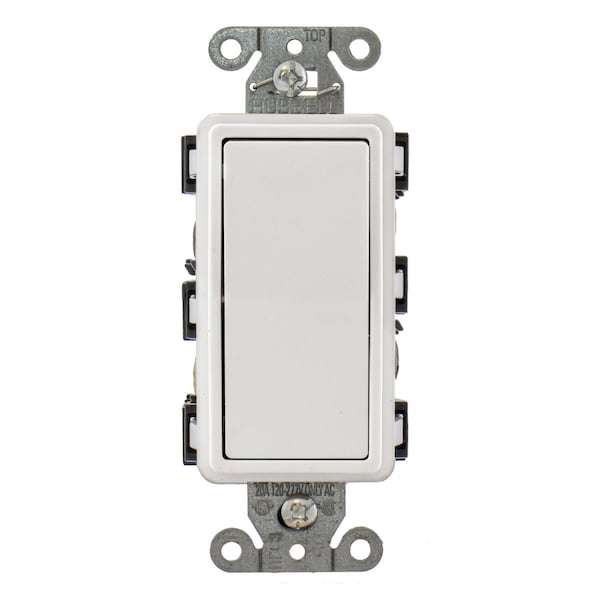 Hubbell Wiring Device-Kellems TradeSelect, Interruptores y Controles de Iluminación, Interruptor Decorativo, Grado Residencial, Interruptor basculante, Uso general de CA, 4 vías, 15A 120/277V CA, Conexión de cable por empuje y lateral, Blanco - RSD415W