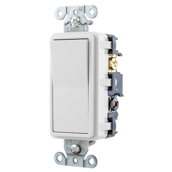 Hubbell Wiring Device-Kellems TradeSelect, Interruptores y Controles de Iluminación, Interruptor Decorativo, Grado Residencial, Interruptor basculante, Uso general de CA, 4 vías, 15A 120/277V CA, Conexión de cable por empuje y lateral, Blanco - RSD415W