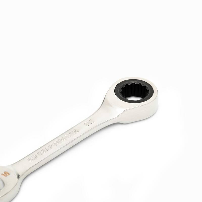 Juego de llaves combinadas de trinquete cortas de 12 puntas SAE/métricas de 90 dientes GEARWRENCH (14 piezas) - 86859