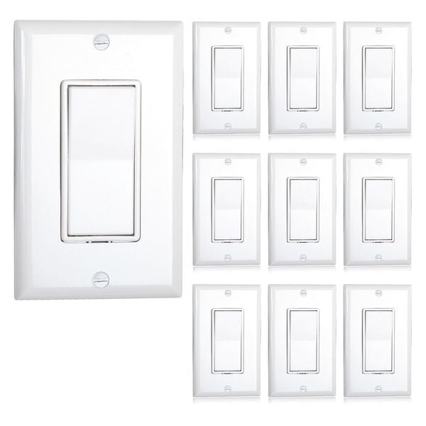 Maxxima 3 Way Decorative Wall Switch On/Of Wall Plates, Number of Gangs: 1 White - MEW-S1003W-10
