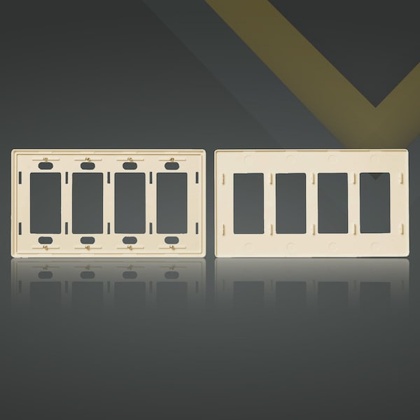 Placas de pared decorativas sin tornillos con 4 entradas Faith, cubiertas de salida seguras para niños, receptáculo USB, marfil - SWP4-IV-01