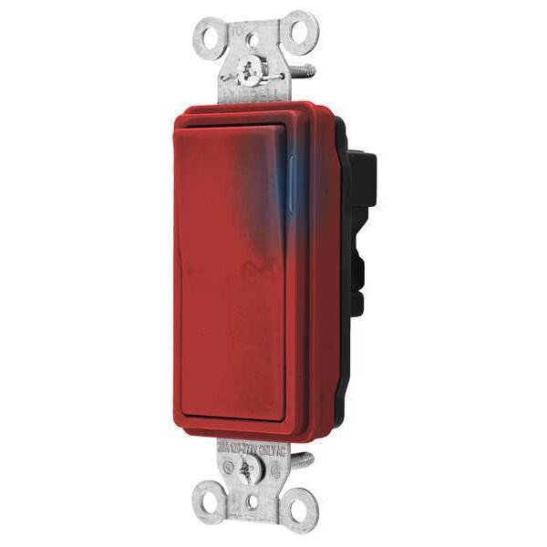 Interruptor de pared iluminado de Hubbell Wiring Device-Kellems, 3 vías, 20A, Rojo - SNAP2123ILR