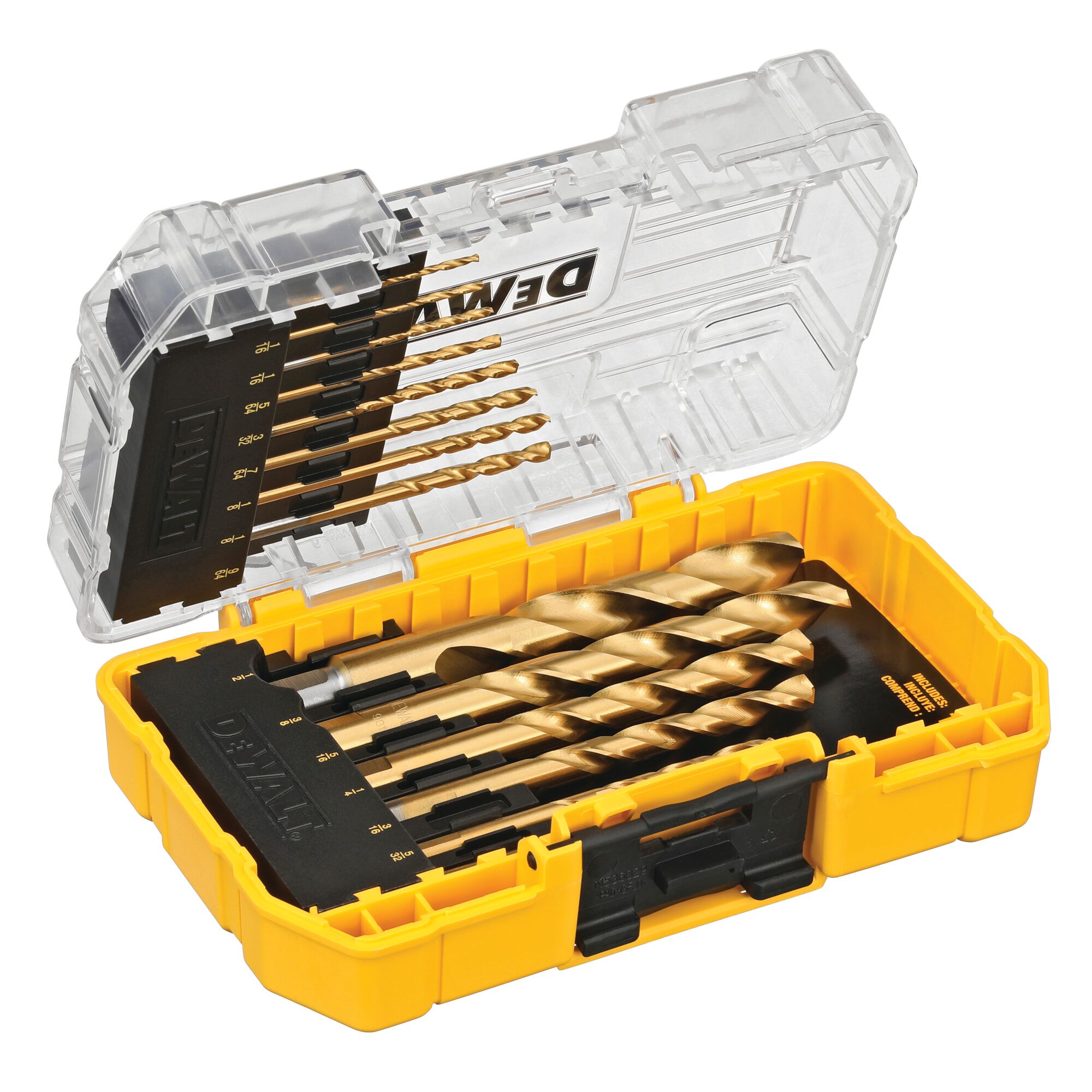 DEWALT Juego de brocas helicoidales recubiertas con nitruro de titanio de 14 piezas de longitud estándar HSS - DW1341