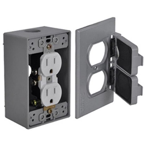 Kit de tomacorrientes dobles Hubbell-Raco Hubbell Electrical FCD35; Gris - 750213