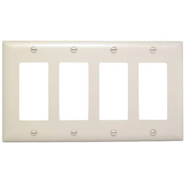 Nextgen TP264LACC10 Placa de Pared de Nylon con 4 Aperturas para Interruptores Decorativos de 4 Gang, Almendra Claro - NE601522