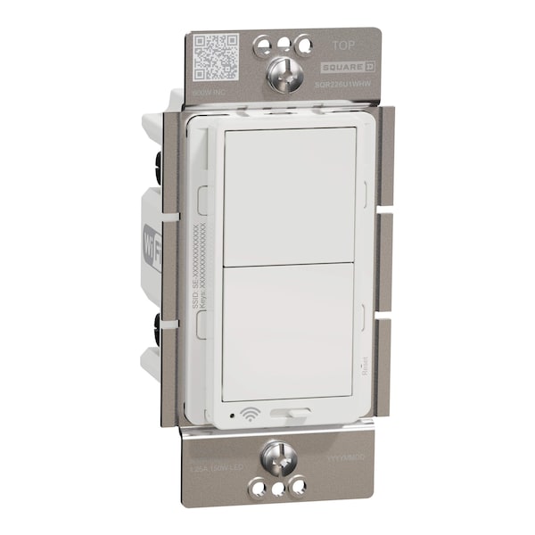Dimmer Square D, Serie X, Pulsador, 600 W, Unipolar - SQR226U1WHW