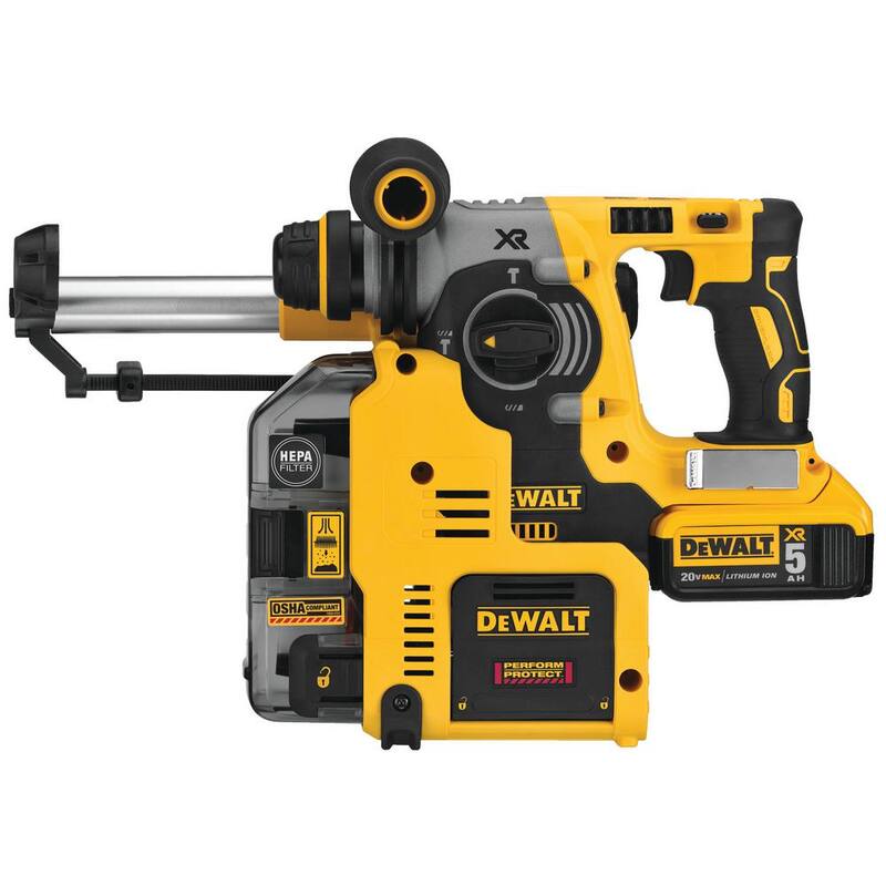 DEWALT 20V MAX XR Martillo Rotativo SDS Plus con Extractor Incorporado y (2) Baterías de 20V 5.0Ah - DCH273P2DHO