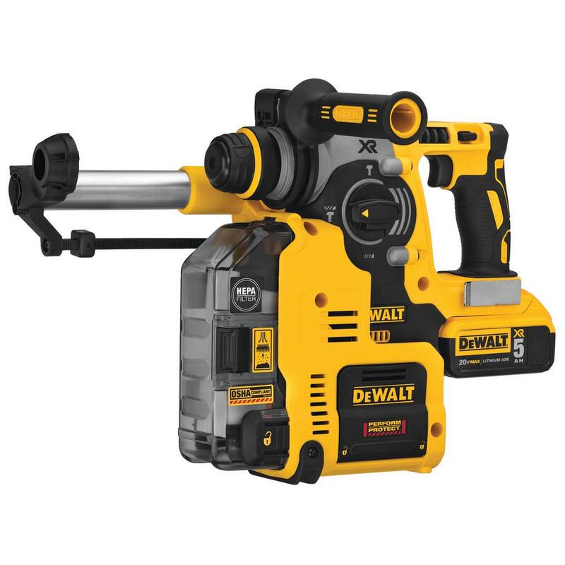 DEWALT 20V MAX XR Martillo Rotativo SDS Plus con Extractor Incorporado y (2) Baterías de 20V 5.0Ah - DCH273P2DHO