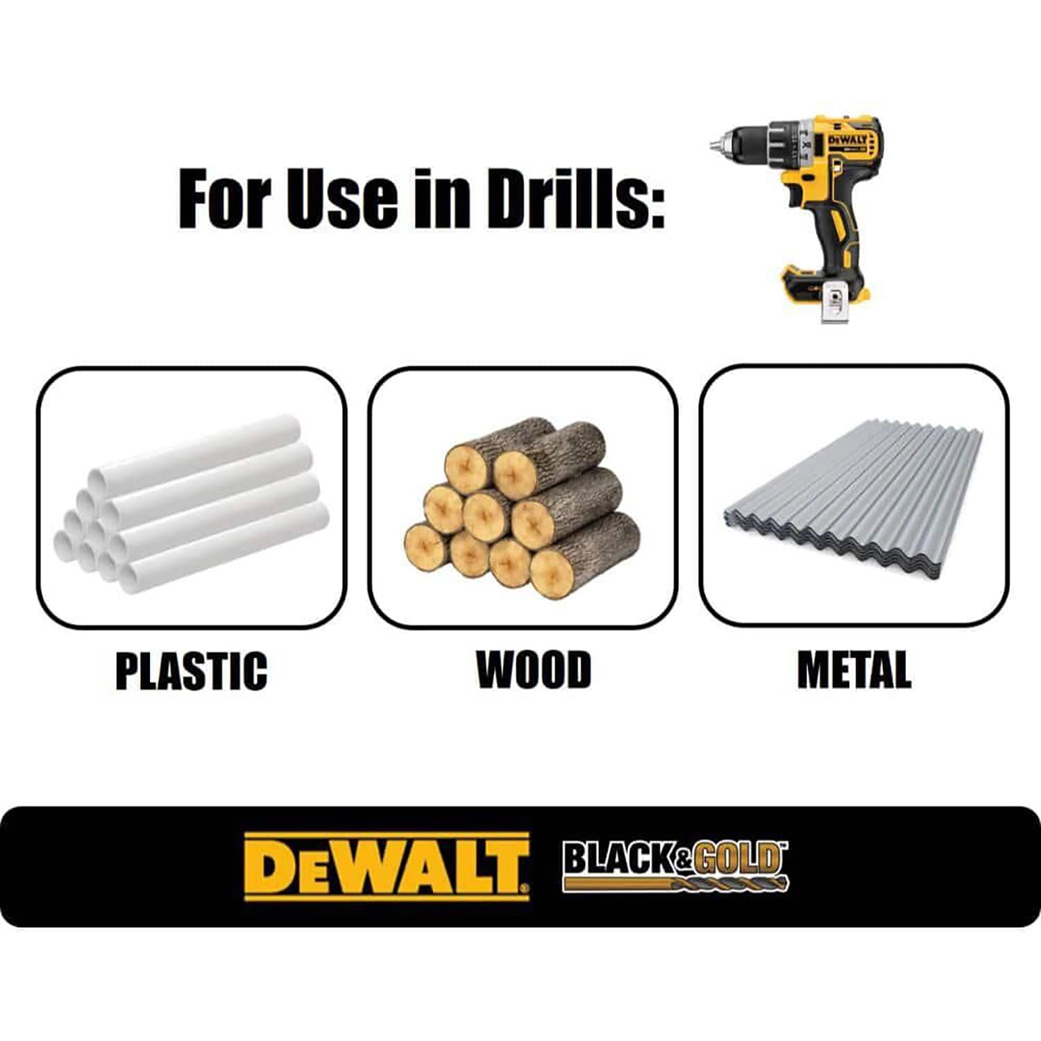 Broca de torsión plateada y Deming de 5/8 pulgadas x 6 pulgadas recubierta en negro y dorado HSS de DEWALT - DW1622