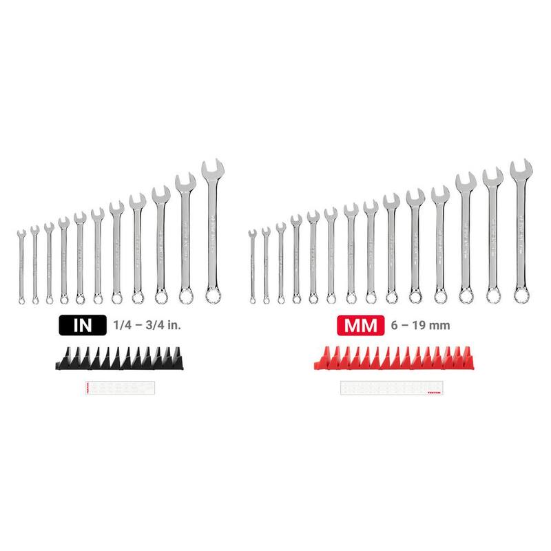 Juego de llaves mixtas TEKTON de 1/4 a 3/4 pulgadas, 6 mm a 19 mm con organizador modular de ranuras (25 piezas) - WCB95301.