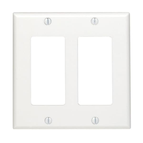 Placa decorativa de pared Leviton Decora blanca de termoestable de 2 gang 1 pk - 80409-2AW