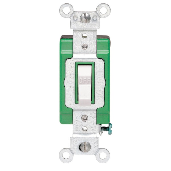 Leviton Interruptor de palanca doble de Polo Industrial de 30 amperios, silencioso para CA, blanco 1 pieza - 03032-2WS