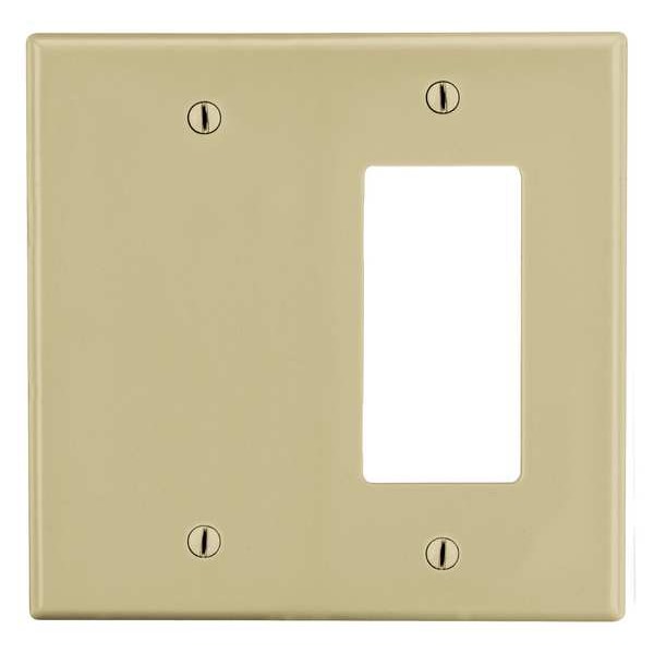 Placa de pared en blanco para duplex/decorador, cantidad de gangos: 2 de plástico, acabado satinado, marfil - P1326I