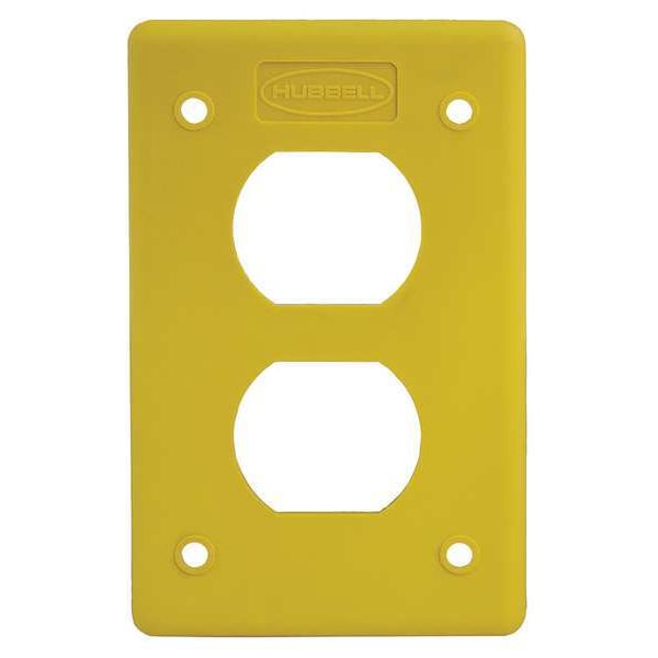 Placa de cubierta dúplex Hubbell Wiring Device-Kellems, Número de grupos: 1 Termoplástico, Amarillo - HBLP8FSY