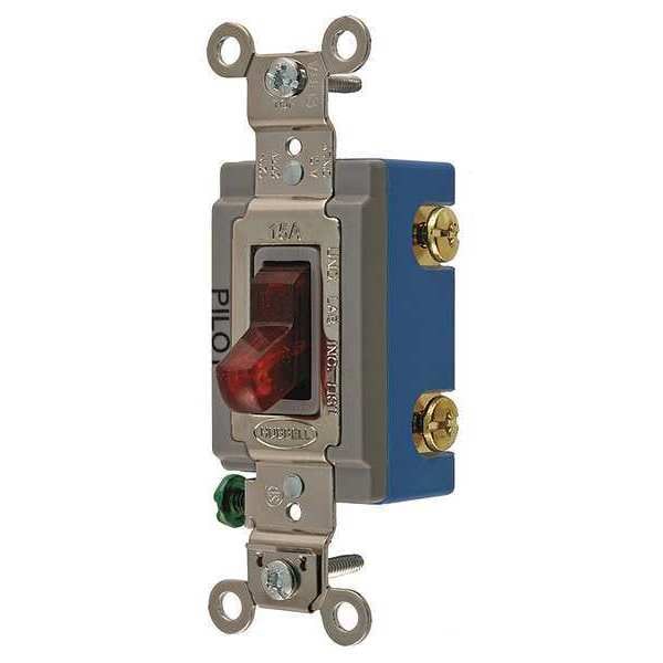 Hubbell Wiring Device-Kellems Interruptor de Pared, 1-Polo, 120/277V, 15A, Rojo, Palanca