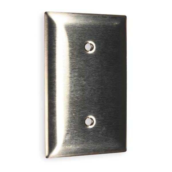 Placas de pared para montar en correa en blanco y cubierta de caja, Número de módulos: 1 Acero inoxidable, Acabado liso - SS14