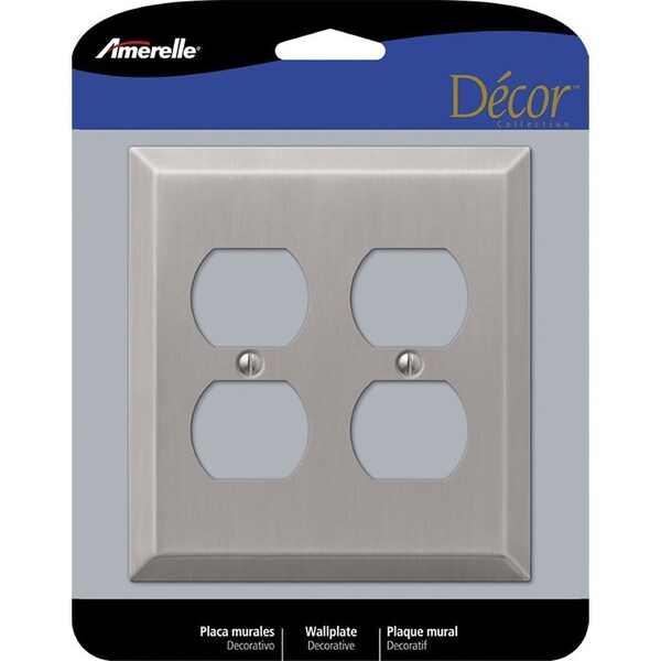 Amerelle Placa de Pared Dúplex de Acero Estampado, Níquel Cepillado, 2 Módulos - 163DDBN