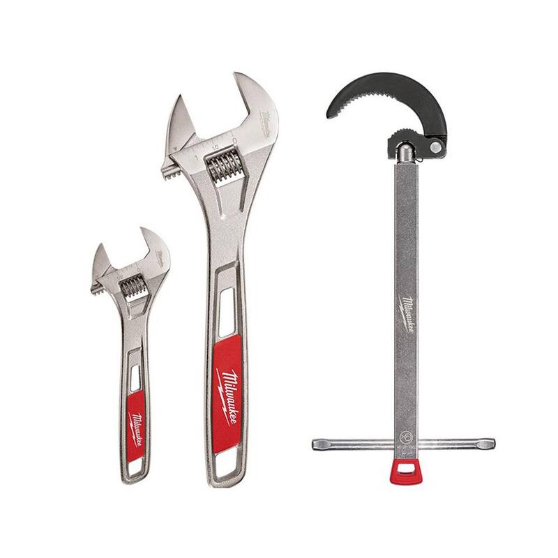 Llave ajustable de 6 pulgadas y 10 pulgadas de Milwaukee con llave de tina de 2.5 pulgadas (juego de 3 piezas) - 48-22-7400-48-22-7002