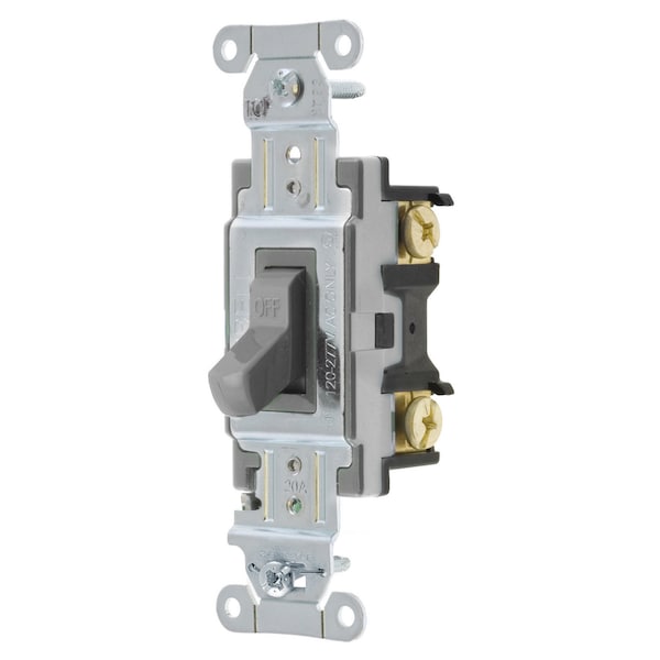 Hubbell Wiring Device-Kellems Switches and Lighting Controls, Toggle Switch, Commercial Grade, Double Pole, 20A 120/277V AC, Back and Side Wired, Gray - CSB220GY