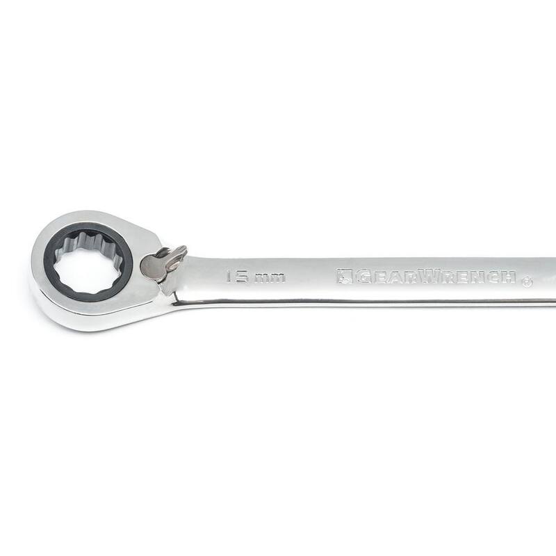 Set de llaves de trinquete reversible combinadas con medidas métricas y SAE de GEARWRENCH (16 piezas) - 954316C